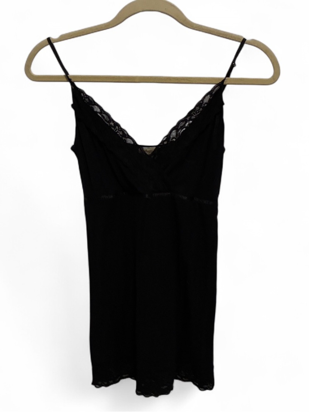 Y2K American Rag Black Lace Trim Tie Back Tank Top